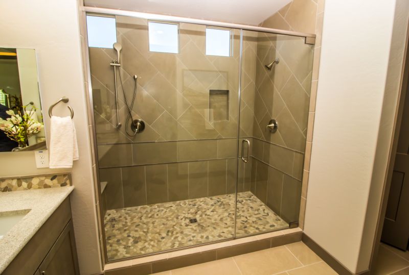 Shower with Rainfall Head and Glass Walls